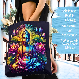  Colourful Buddha with Lotus Flowers  Tote Bag