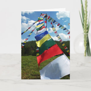 Colourful Buddhist Prayer Flags Pole Photo Card