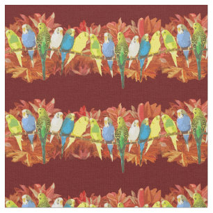 Colourful budgies pattern fabric