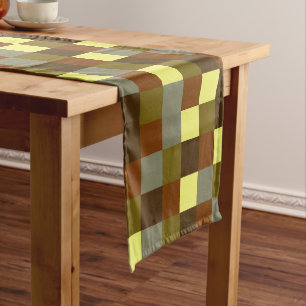Colourful Buffalo Check Plaid Farmhouse Pattern Short Table Runner