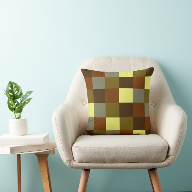 Colourful Buffalo Check Plaid Pattern Throw Pillow (Chair)