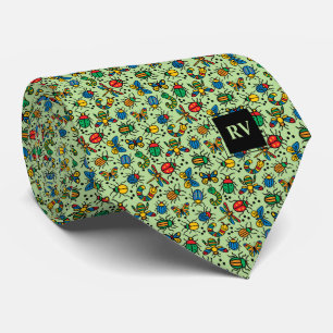 Colourful Bugs and Insects Monogrammed Tie