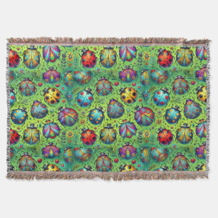 Colourful bugs throw blanket