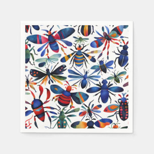 Colourful Bugs Whimsical Insects Art Napkin