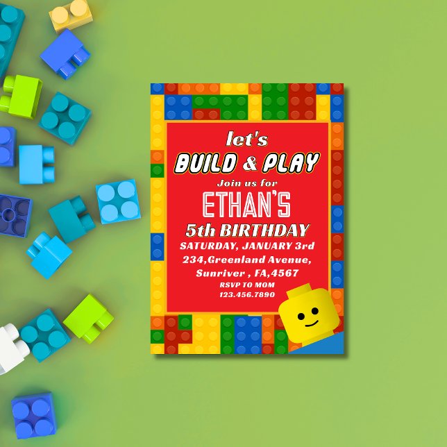 Colourful Builder-Themed Birthday Creative Kids Invitation (Creator Uploaded)