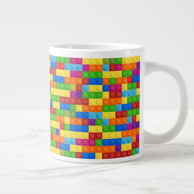 Colourful Building Block Pattern Large Coffee Mug (Right)