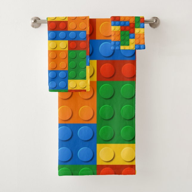 Colourful Building Blocks Bath Towel Set (Insitu)