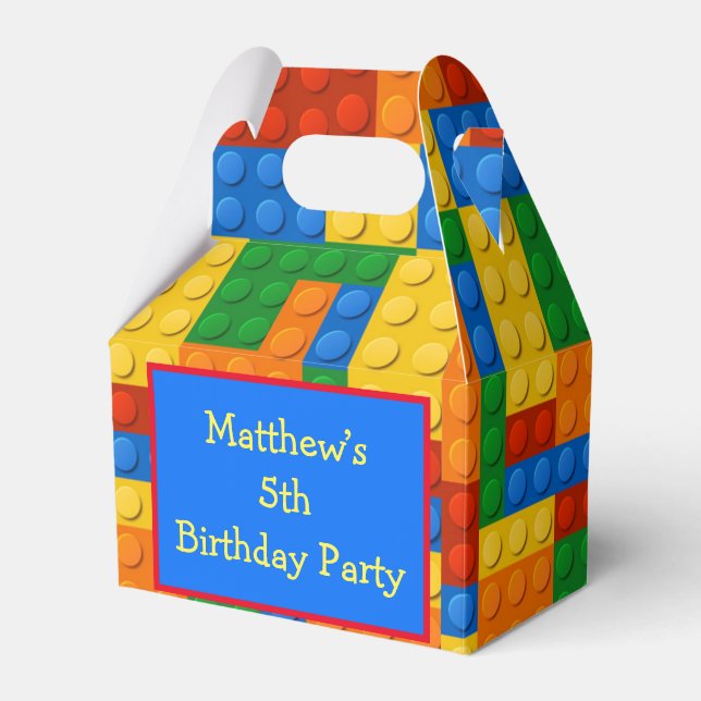 Colourful Building Blocks Birthday Party Favor Box (Front Side)