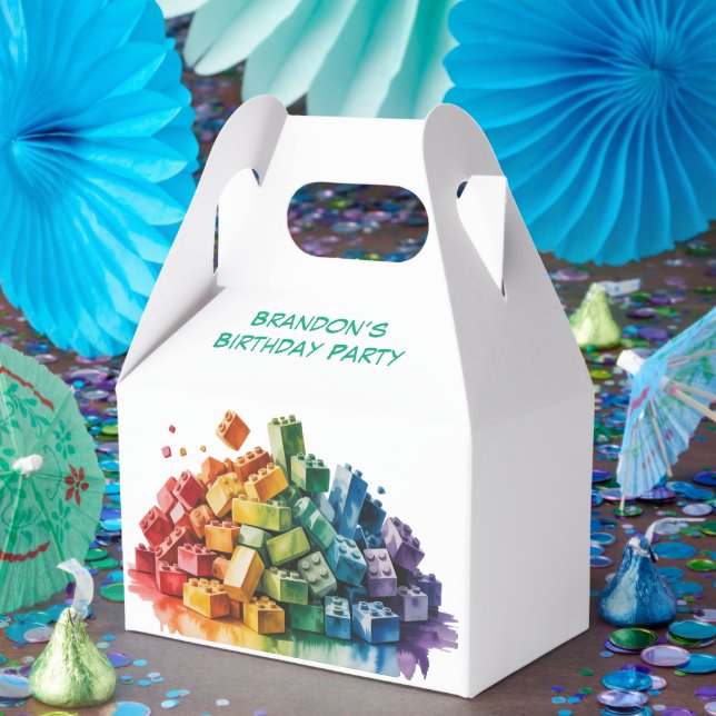 Colourful Building Blocks Explosion Birthday Party Favor Box (Party)