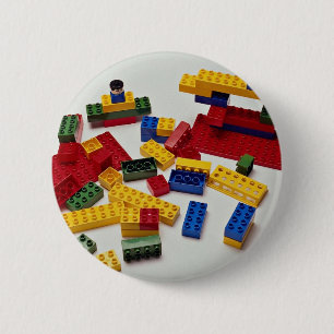 Colourful building blocks for kids 2 inch round button