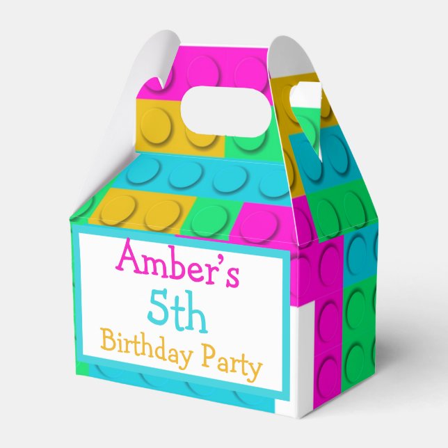 Colourful Building Blocks Girl Birthday Party  Favor Box (Front Side)