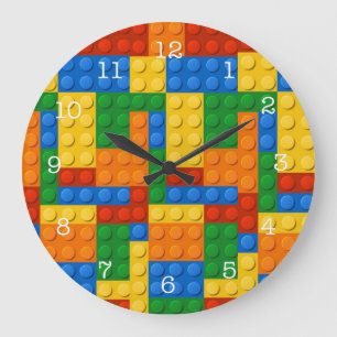 Colourful Building Blocks Large Clock