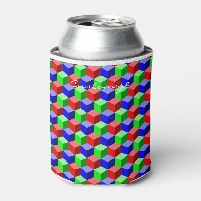Colourful Building Blocks Thunder_Cove 3-D Can Cooler (Can Front)