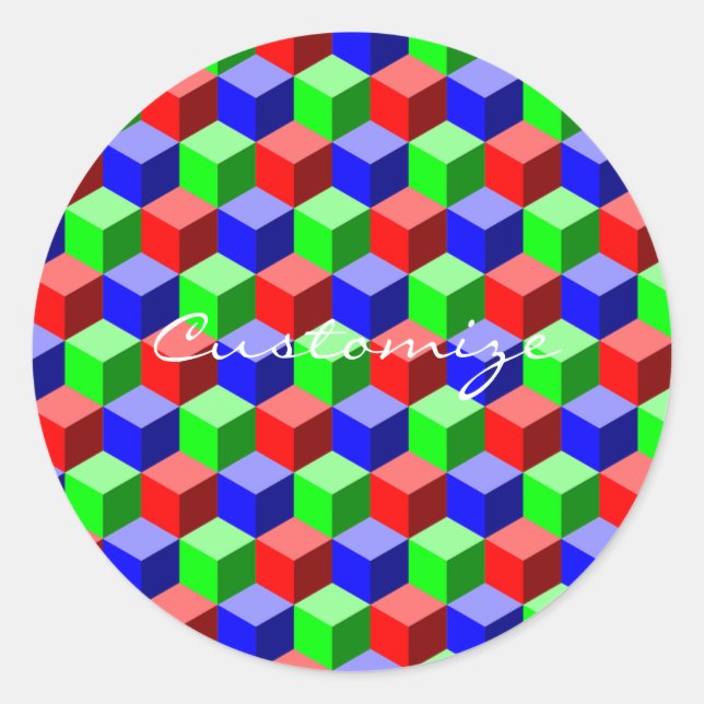 Colourful Building Blocks Thunder_Cove 3-D Classic Round Sticker (Front)