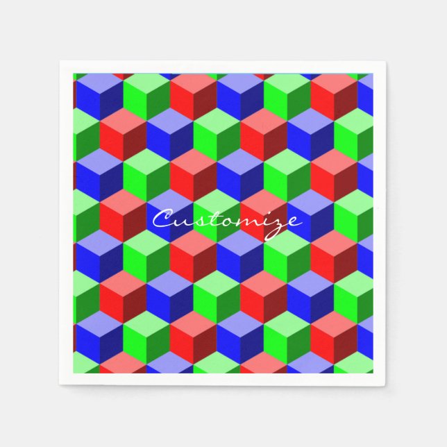 Colourful Building Blocks Thunder_Cove 3-D Napkin (Front)