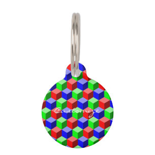 Colourful Building Blocks Thunder_Cove 3-D Pet Tag