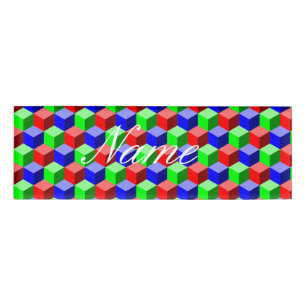 Colourful Building Blocks Thunder_Cove Name Tag