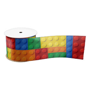 Colourful Building Bricks Blocks   Custom Satin Ribbon