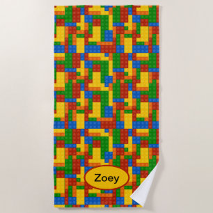 Colourful Building Bricks Kids Personalized Beach Towel