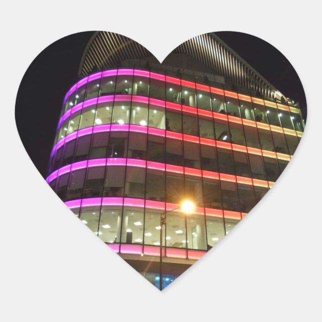 Colourful Building  Heart Sticker (Front)