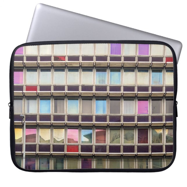 Colourful building laptop sleeve (Front)