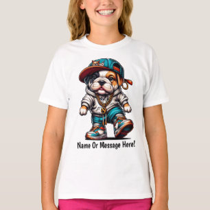 Colourful Bulldog Puppy Street Personalised Design T-Shirt