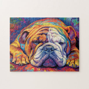 Colourful Bulldog sleeping Jigsaw Puzzle