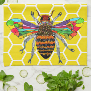 Colourful Bumble Bee 1/2 Fold Kitchen Towel
