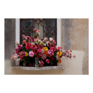 Colourful Bunch Of Plastic Roses Poster