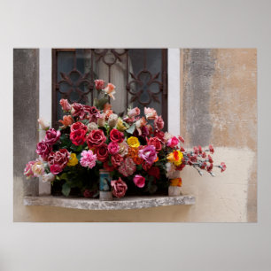Colourful Bunch Of Plastic Roses Poster