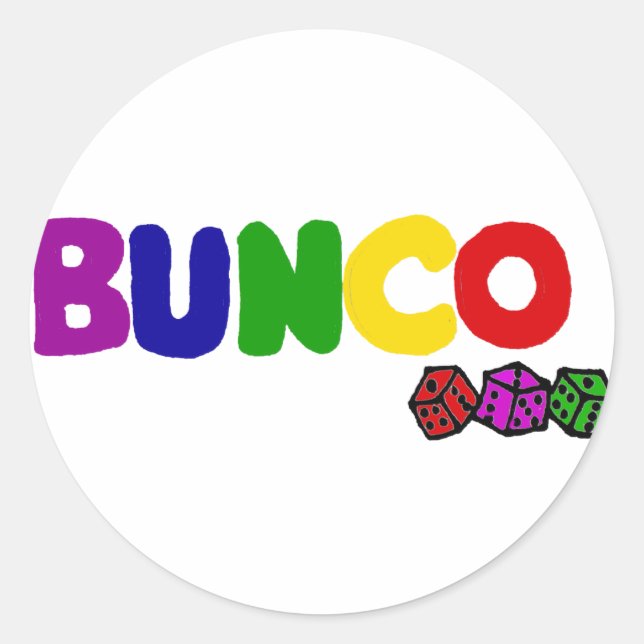 Colourful Bunco and Dice Art Classic Round Sticker (Front)