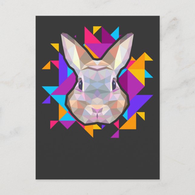 Colourful Bunny Art Cute Rabbit Lover Art Postcard (Front)