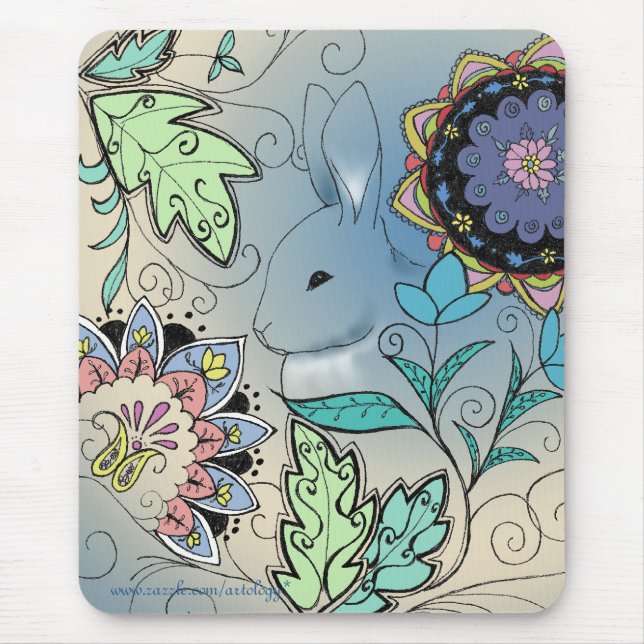 Colourful Bunny Mouse Pad (vertical) (Front)