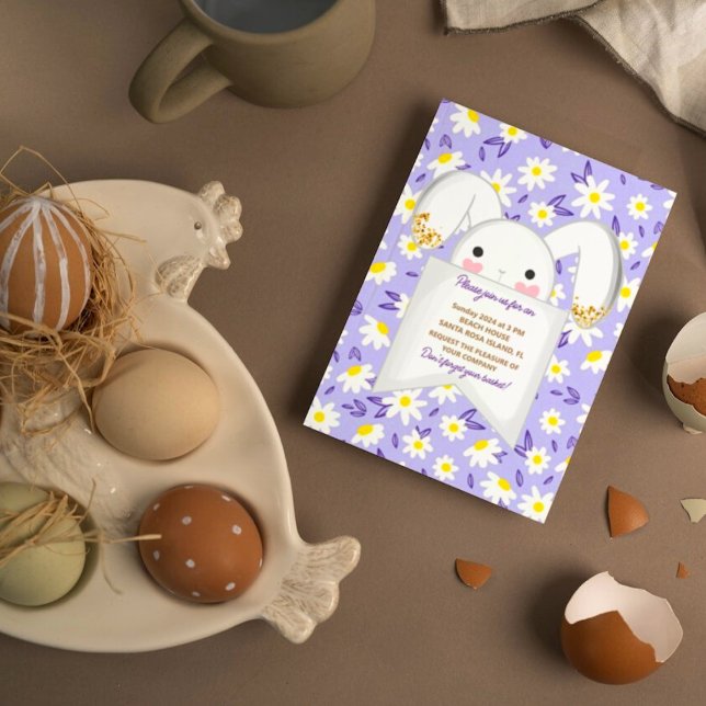 Colourful Bunny Rabbit Easter Egg Hunt Brunch Invitation (Creator Uploaded)