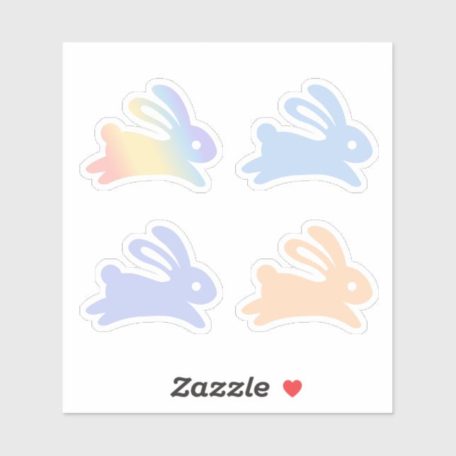 Colourful Bunny Rabbit Set of 4 (Sheet)