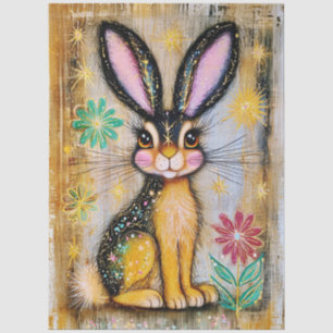 Colourful Bunny Stars and Flowers, Rabbit FX7R Tissue Paper