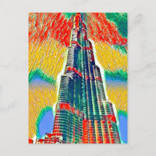 Colourful Burj Khalifa colourful painting Postcard