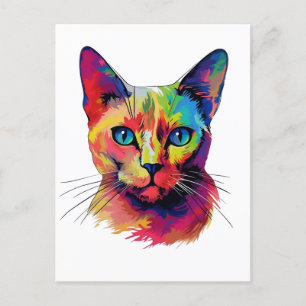 Colourful Burmese cat Postcard