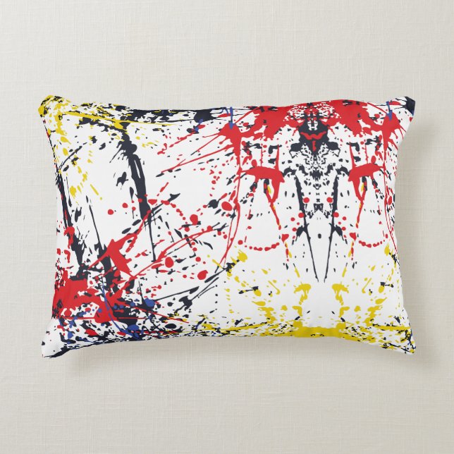 Colourful Burst: A Play of Random Splashes Accent Pillow (Front)
