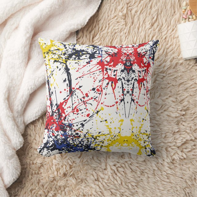 Colourful Burst: A Play of Random Splashes Throw Pillow (Blanket)