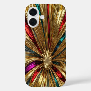 Colourful Burst & Gold #1 - iPhone 16 Cases