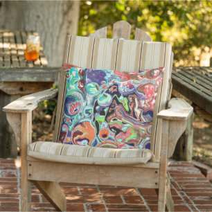 Colourful Burst of Fluid Art Outdoor Pillow