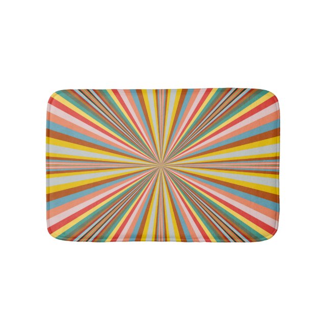 Colourful Burst Of Retro Stripes  Bath Mat (Front)