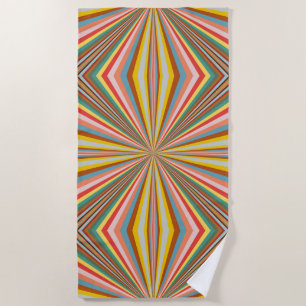 Colourful Burst Of Retro Stripes  Beach Towel