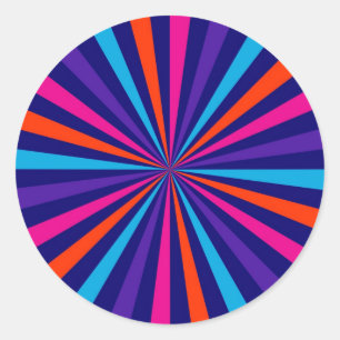 Colourful Burst Spinning Wheel Design Classic Round Sticker