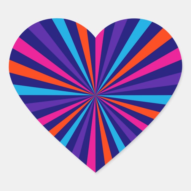 Colourful Burst Spinning Wheel Design Heart Sticker (Front)