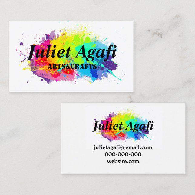 Colourful business card with coloured blots (Front/Back)