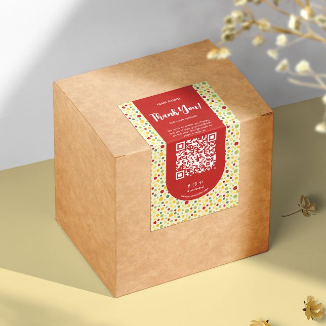 Colourful Business Thank You Box Seal Label QR-cod (Creator Uploaded)