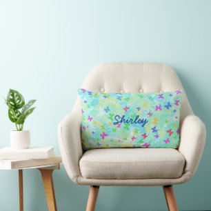 Colourful Butterflies and Daisies by Shirley Taylo Lumbar Pillow