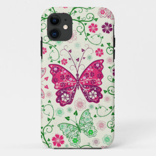 Colourful Butterflies And Flowers Pattern iPhone 11 Case